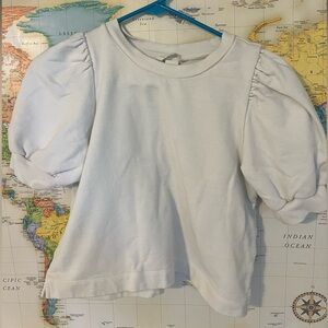 H&M White Puff Sleeve Tee